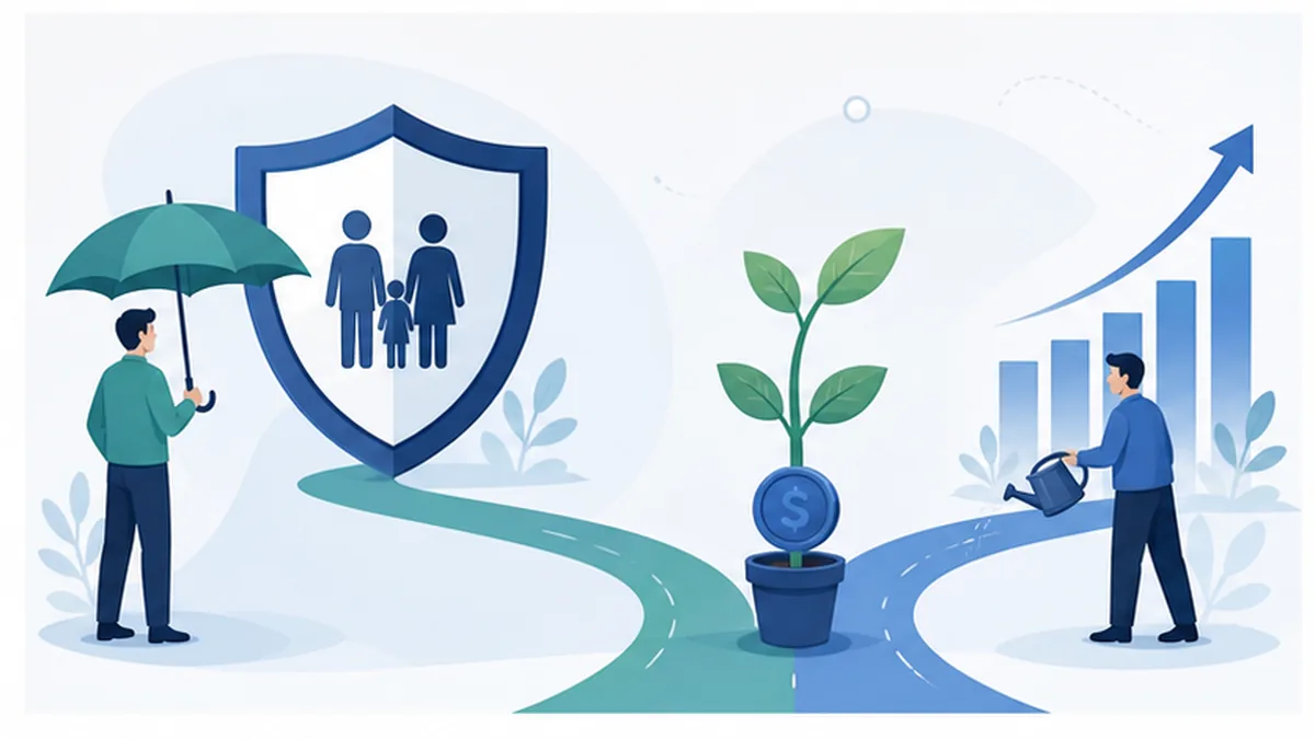 Insurance protection and investment growth paths illustrating how ULIPs combine two jobs